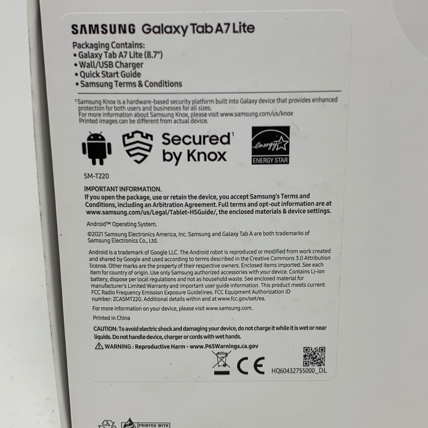New WiFi Only Samsung Galaxy Tab A7 Lite 8.7" 32GB Gray SM-T220