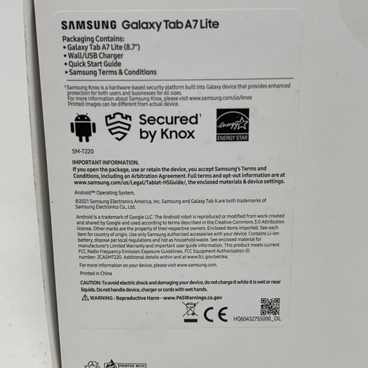 New WiFi Only Samsung Galaxy Tab A7 Lite 8.7" 32GB Gray SM-T220