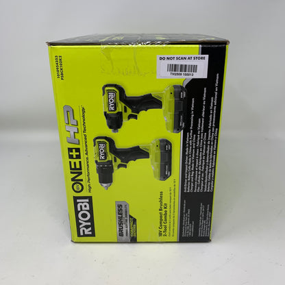 New Ryobi PSBCK102K2 18V Compact Brushless 2-Tool Combo Kit