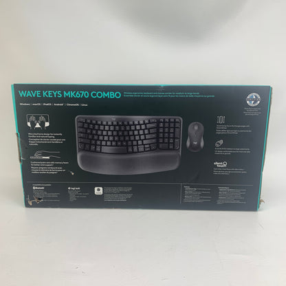 New Logitech Wave Keys MK670 Combo Keyboard and Mouse Combo