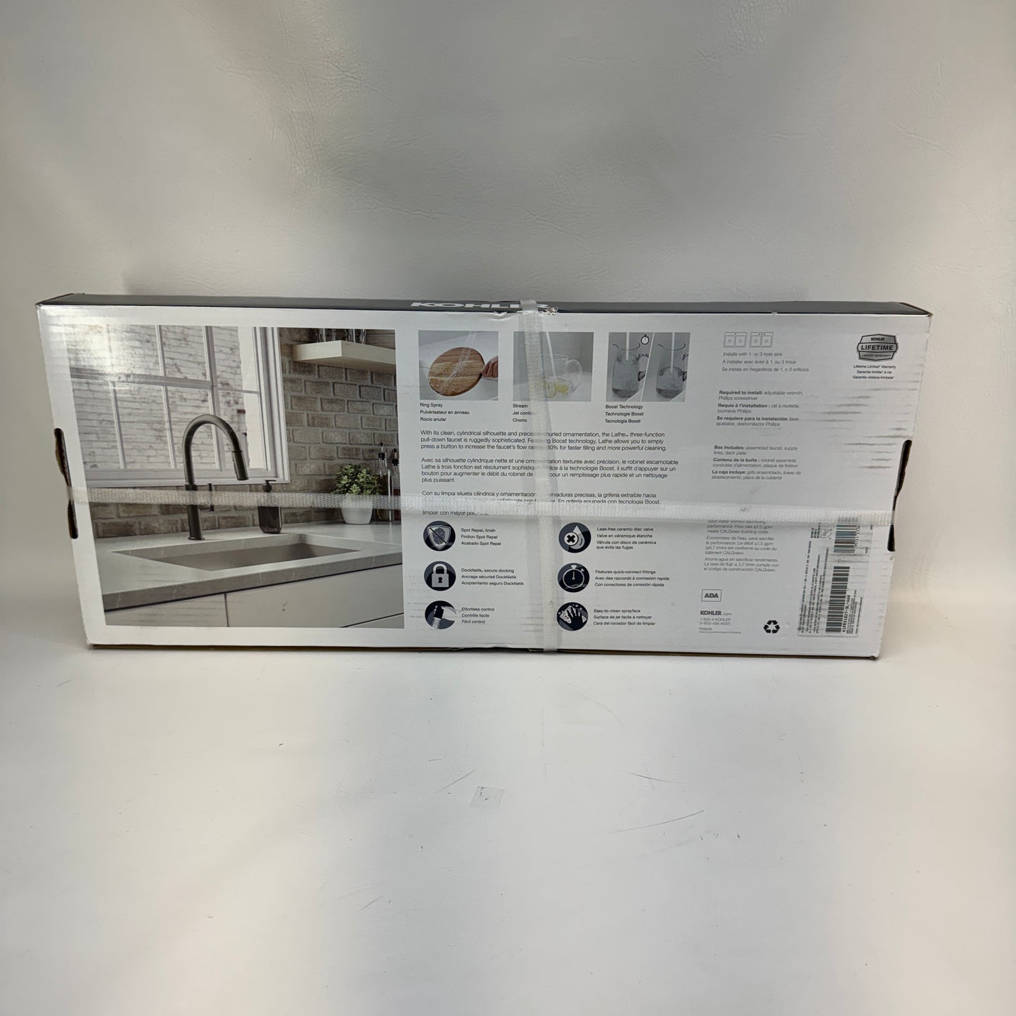 New Kohler Lathe Pull-Down Kitchen Faucet R31627-BL