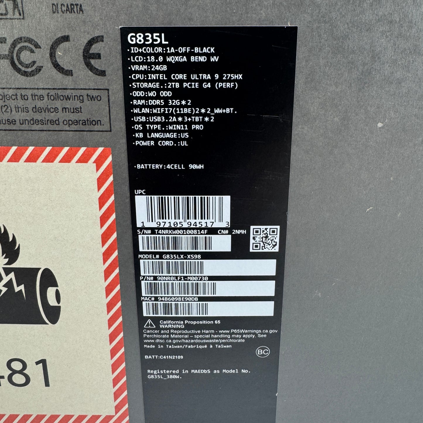 Asus ROG Strix Scar 18 G835L 18" Core Ultra 9 275HX 64GB RAM 2TB SSD RTX 5090