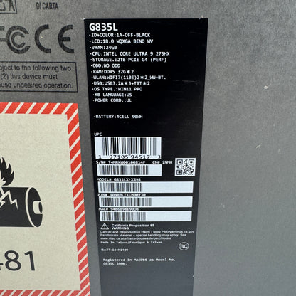 Asus ROG Strix Scar 18 G835L 18" Core Ultra 9 275HX 64GB RAM 2TB SSD RTX 5090