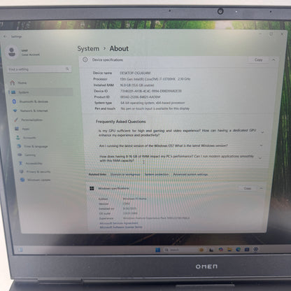 HP Omen 17-CM2002CA 17.3" i7-13700HX 2.1GHz 16GB RAM 512GB SSD GeForce RTX 4060