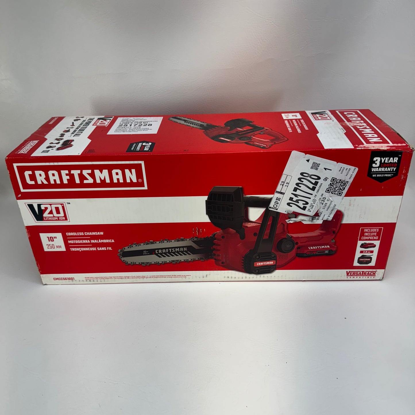New Craftsman CMCCS610D1 20V Cordless Chainsaw