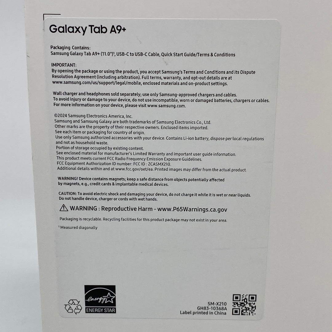 New WiFi Only Samsung Galaxy Tab A9 Plus 12.4" 64GB Graphite SM-X210