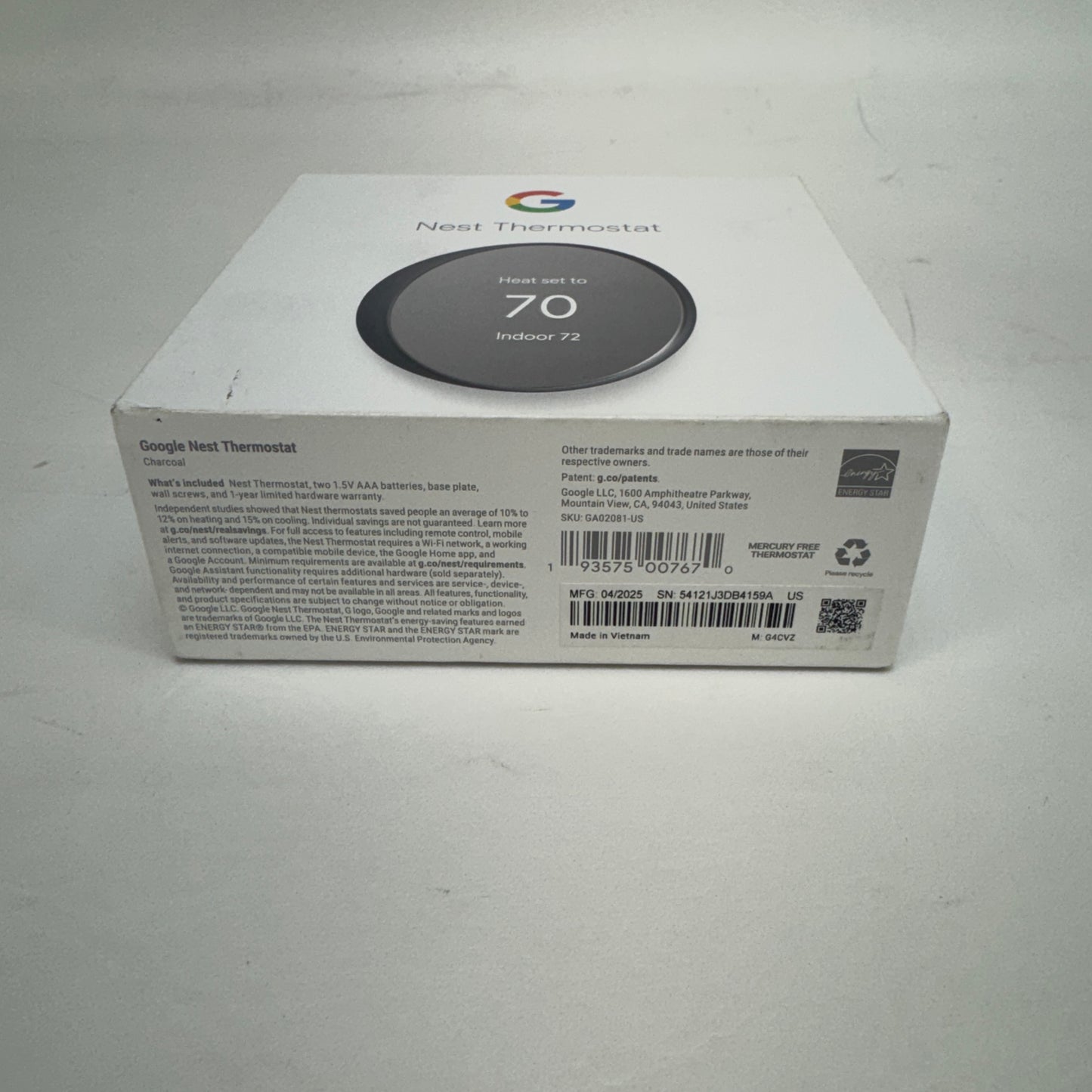 New Google Nest Thermostat G4CVZ Thermostat G4CVZ