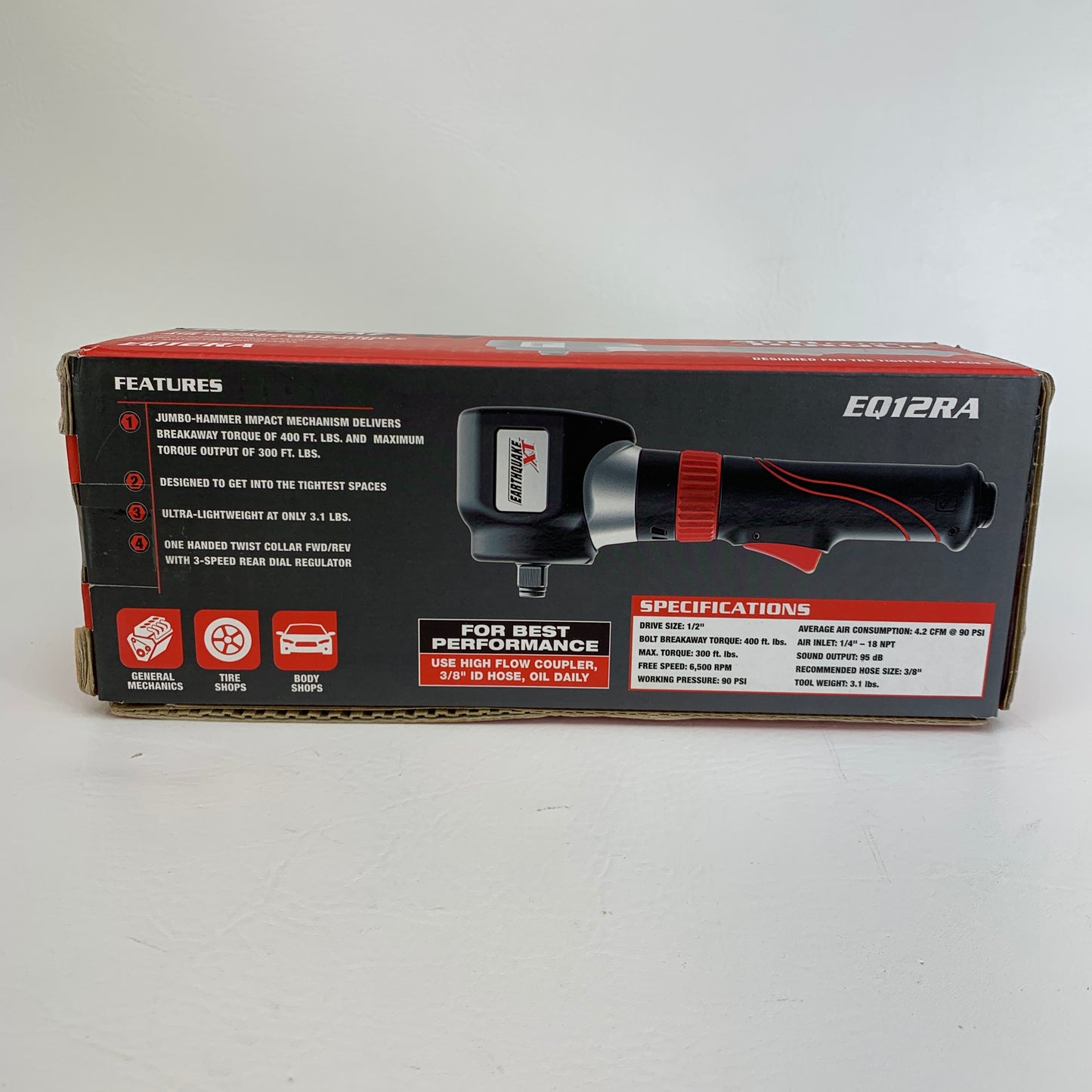 New EarthquakeXT EQ12RA 1/2" Composite Angle Air Impact Wrench