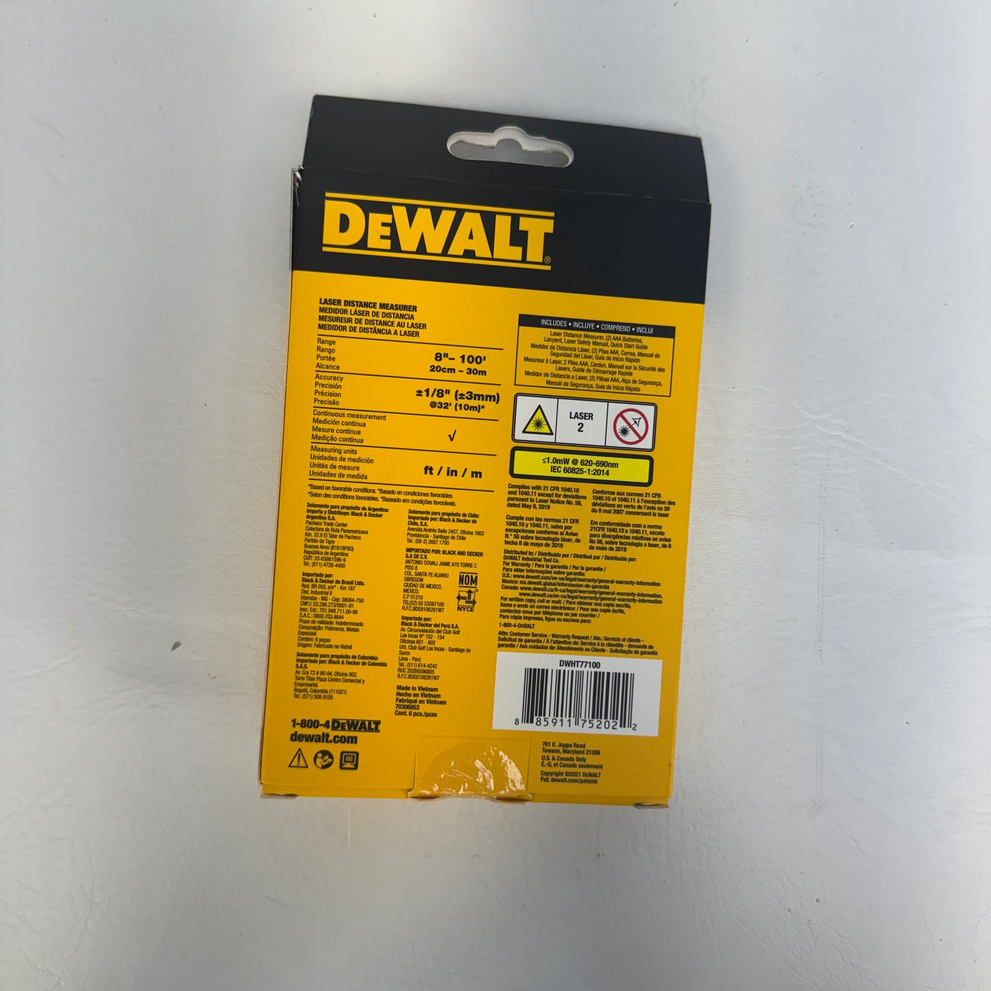 New DeWalt DWHT77100 Laser Distance Measurer Laser Measure