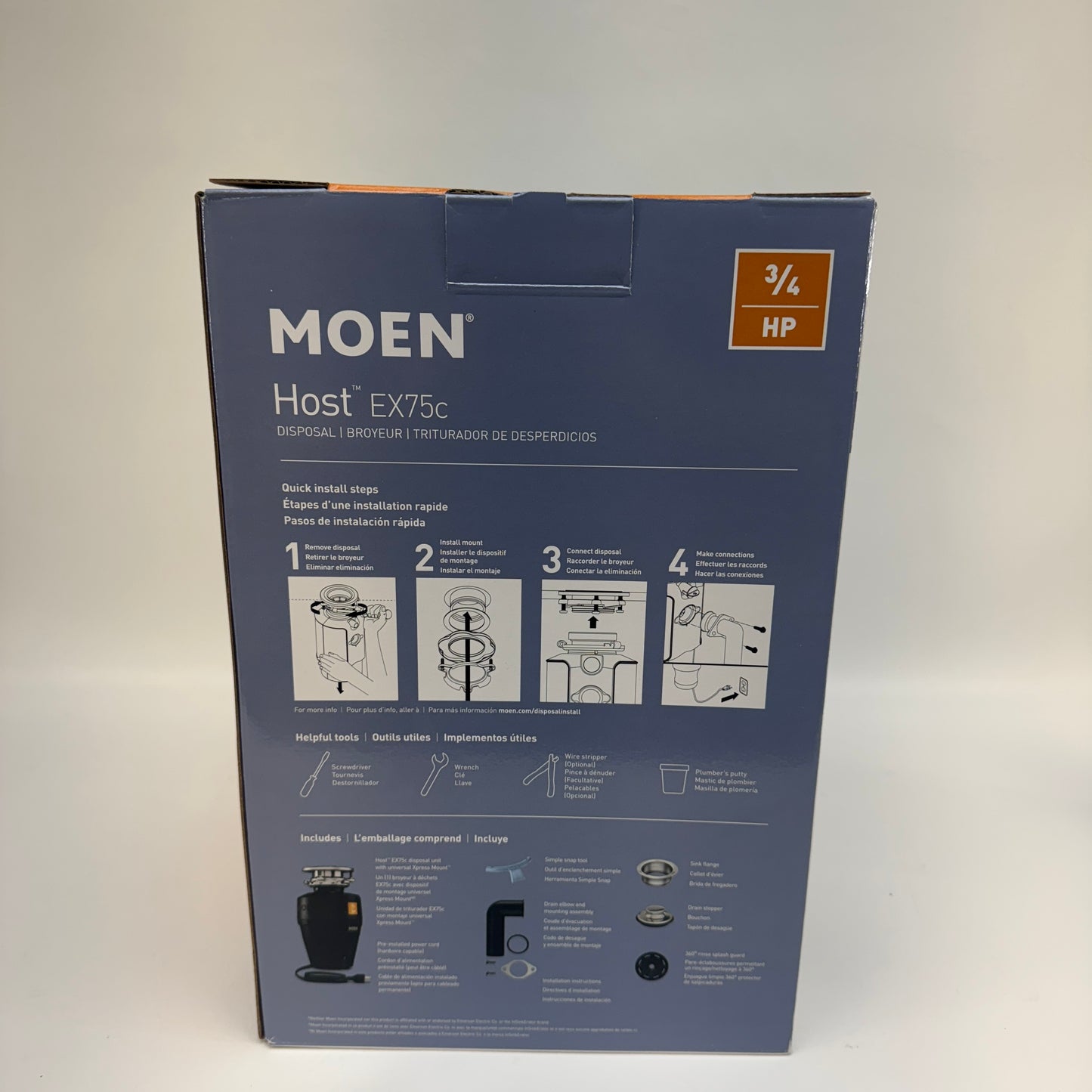 New MOEN 3/4 HP Host EX75c Disposal Garbage Disposal EX75C