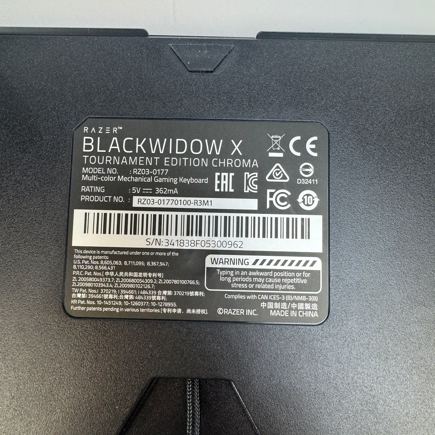 Razer Blackwidow X Tournament Edition Chroma Keyboard RZ03-017701