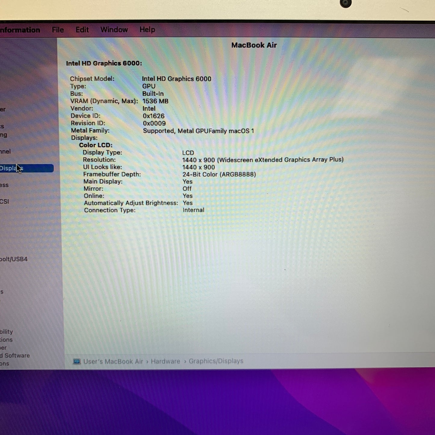 2017 Apple MacBook Air 13.3" i5 1.8GHz 8GB RAM 128GB SSD Silver A1466