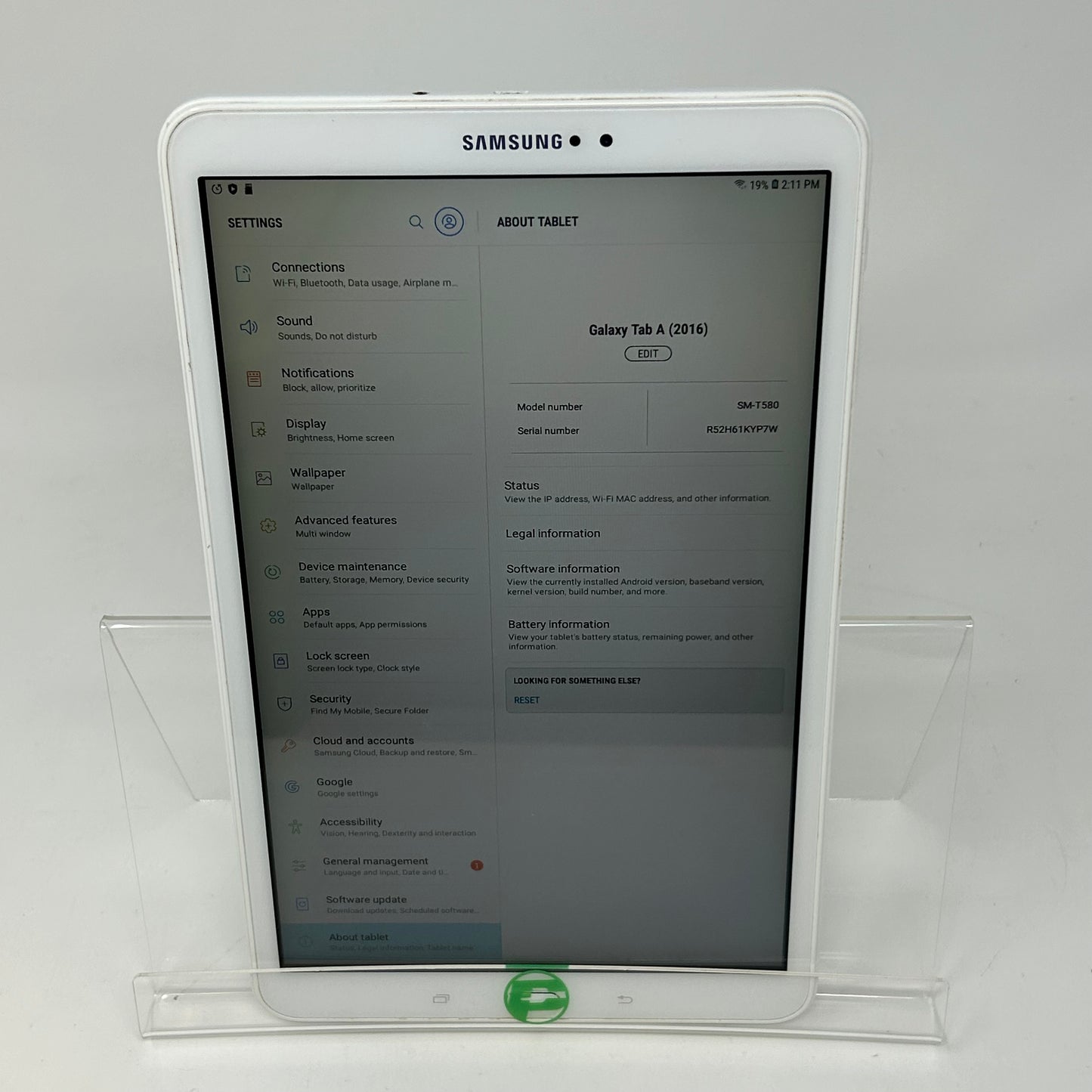 WiFi Only Samsung Galaxy Tab A 10.1" 16GB White SM-T580