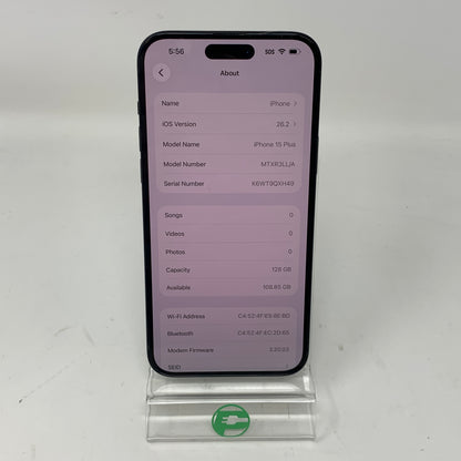 Factory Unlocked Apple iPhone 15 Plus 128GB Black MTXR3LL/A
