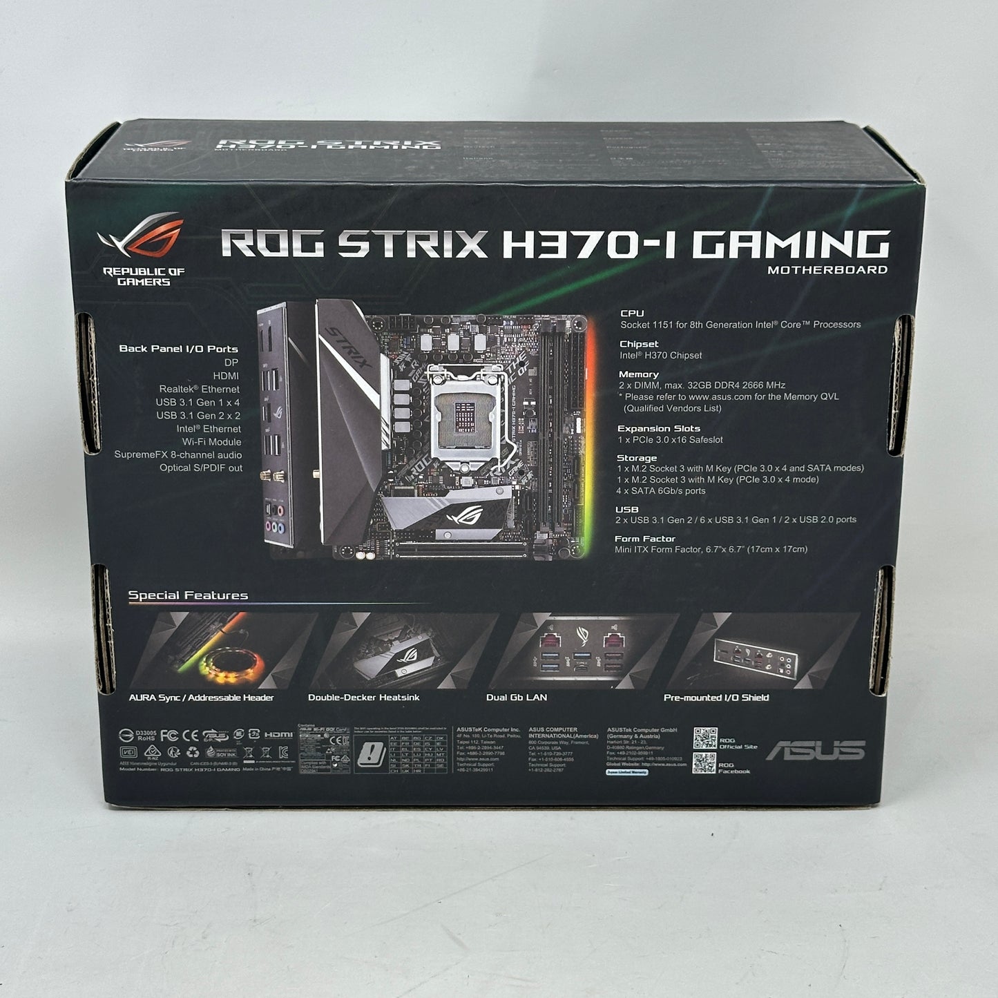 Asus Strix H370-I Gaming LGA 1151 mATX Intel DDR4 Motherboard