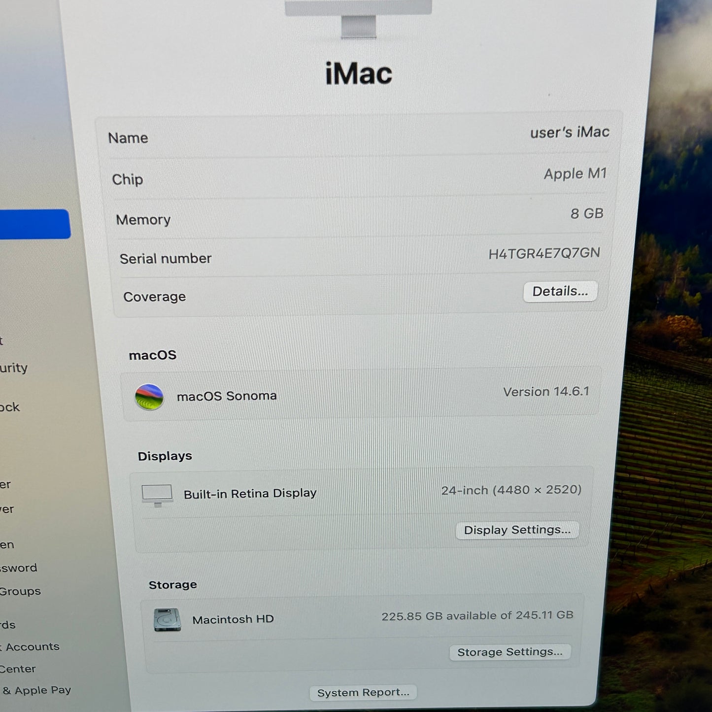 2021 Apple iMac 24" M1 7 Core 3.2GHz 8GB RAM 256GB SSD Silver A2439