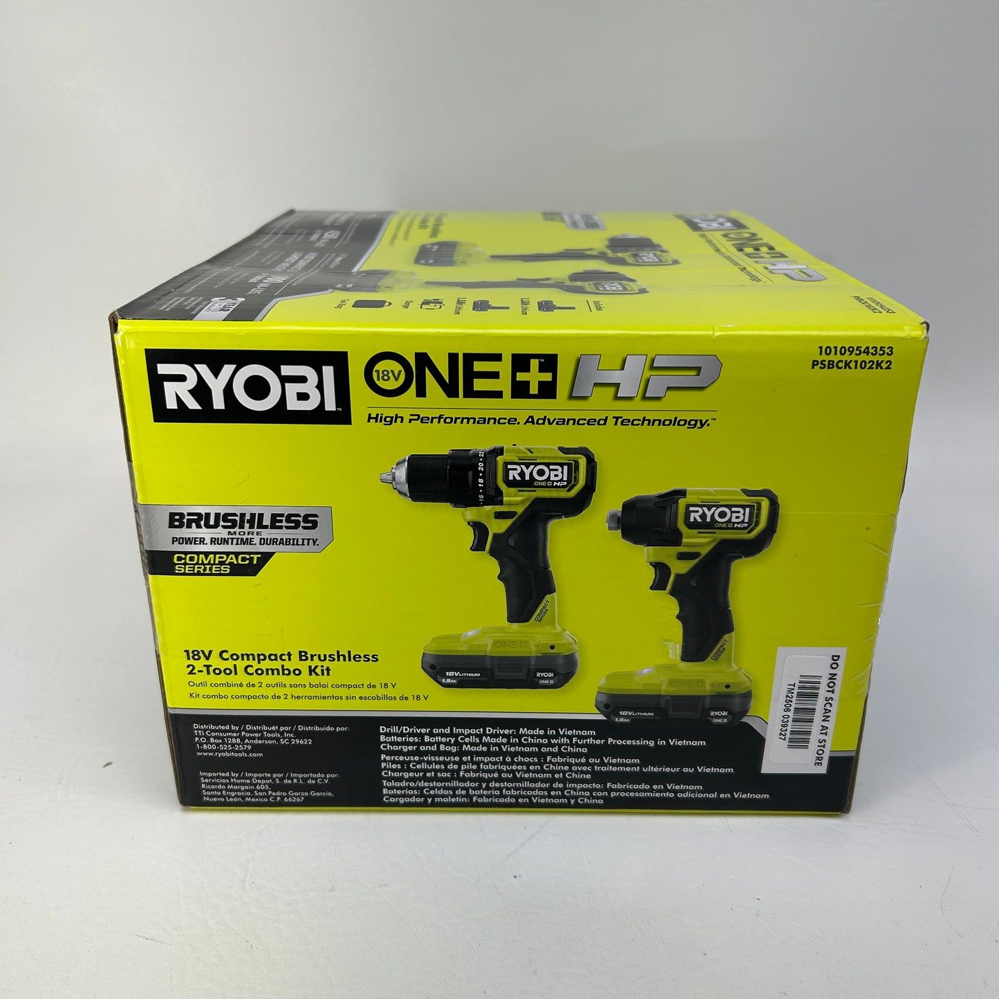 New Ryobi PSBCK102K2 18V ONE+ HP Compact Brushless Drill Impact Kit