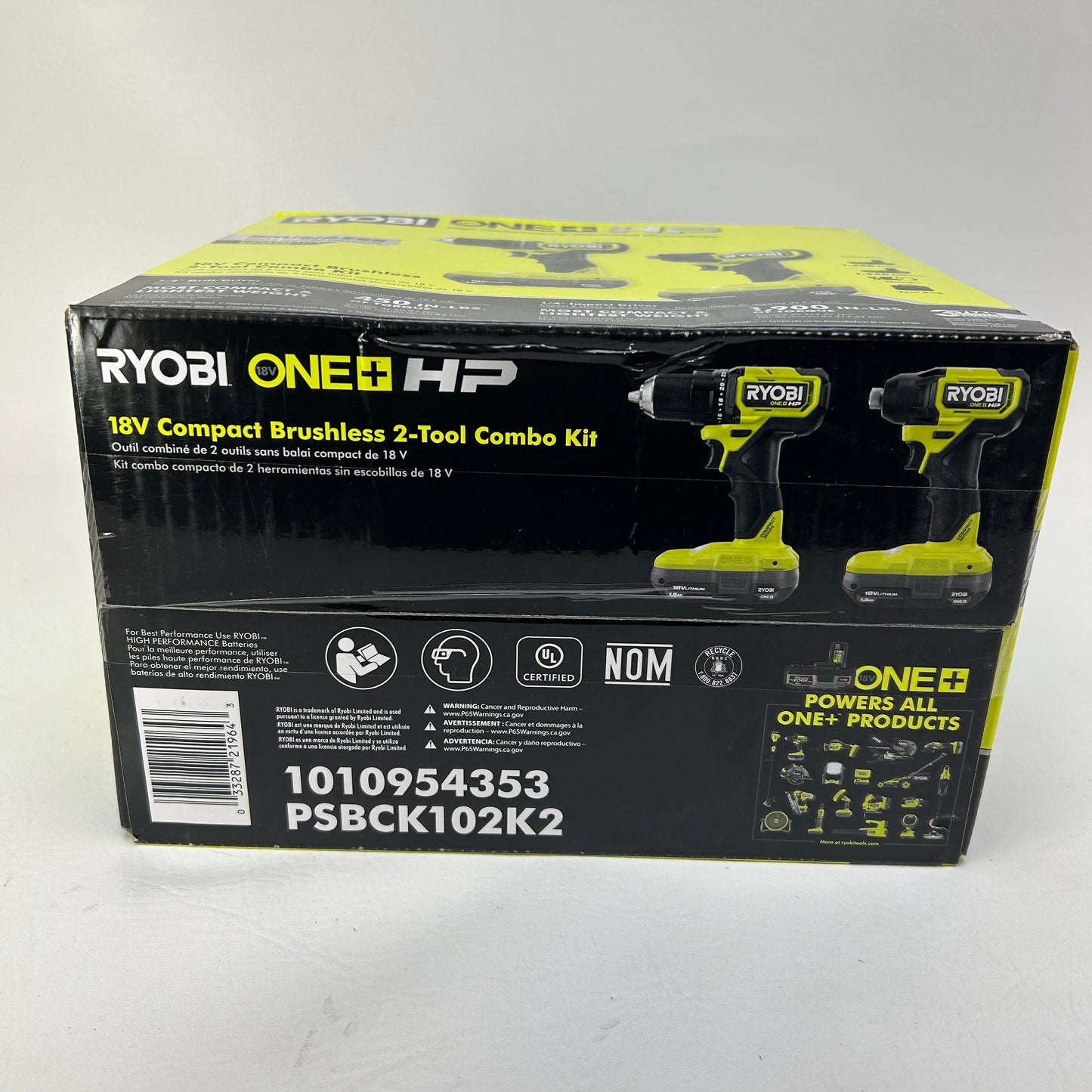 New Ryobi PSBCK102K2 18V ONE+ HP Compact Brushless Drill Impact Kit