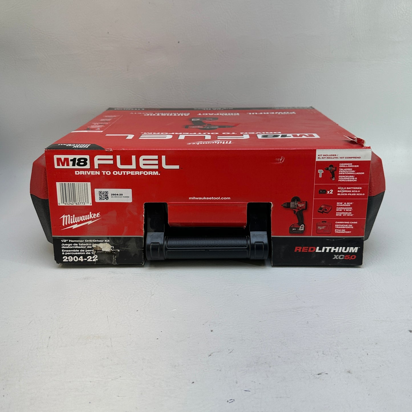 New Milwaukee 2904-22 M18 FUEL 18V 1/2" Hammer Drill Driver Kit w/ 2 Batteries