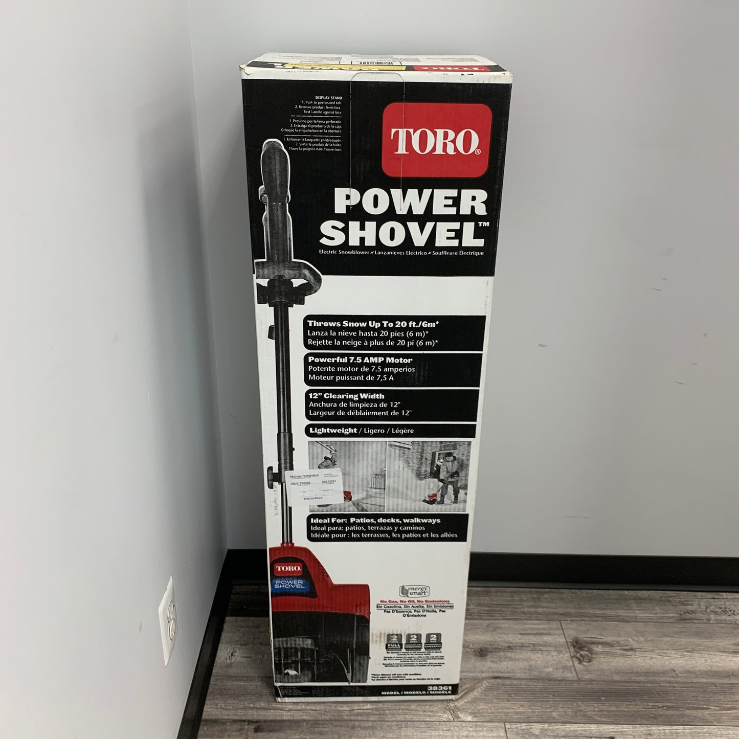 New Toro Power Shovel 38361 Electric Snow Blower 7.5 Amp 12" Clearing Width