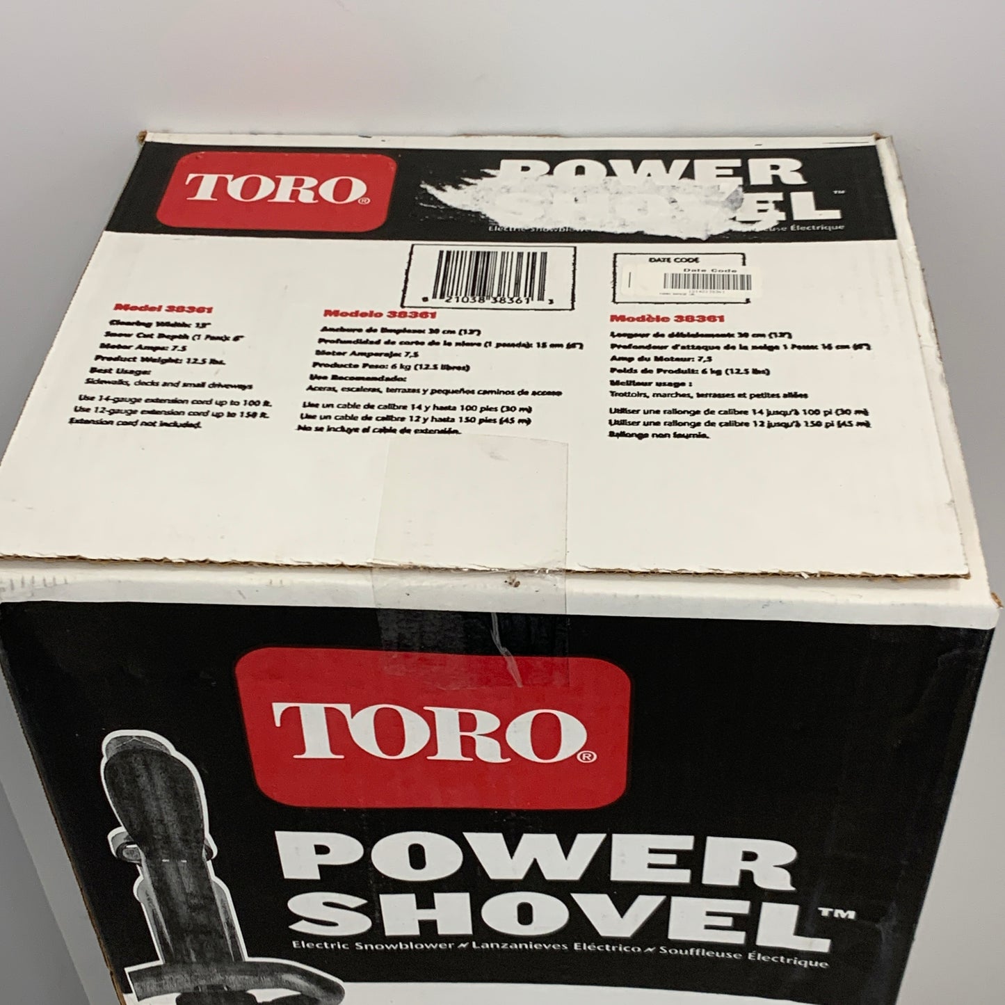New Toro Power Shovel 38361 Electric Snow Blower 7.5 Amp 12" Clearing Width