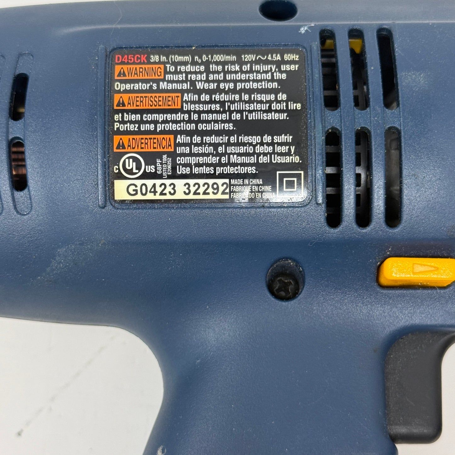 Ryobi D46C 3/8 Corded Drill Driver Keyless Chuck w/Case