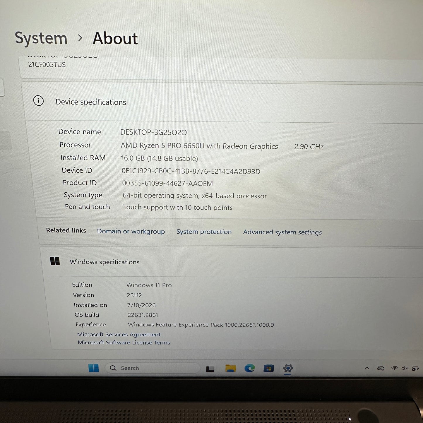 Lenovo ThinkPad E14 Gen 3 3G25020 14" Ryzen 5 Pro 6650U 2.9GHz 16GB RAM 256GB SSD