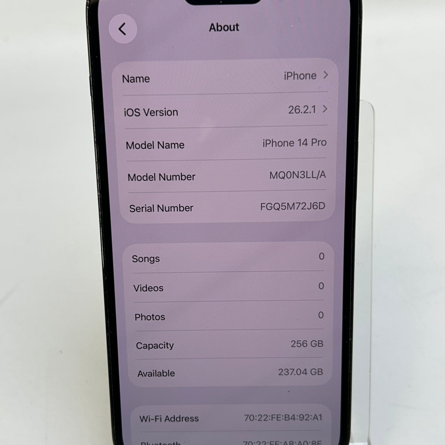 Factory Unlocked Apple iPhone 14 Pro 256GB Space Black MQ0N3LL/A