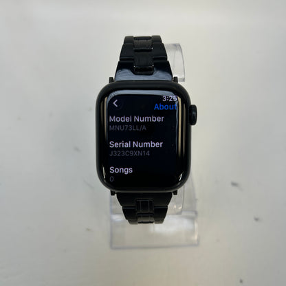 GPS Only Apple Watch Series 8 41MM Midnight Aluminum Jet Black Metal Chain Band MNU73LL/A