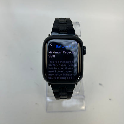 GPS Only Apple Watch Series 8 41MM Midnight Aluminum Jet Black Metal Chain Band MNU73LL/A