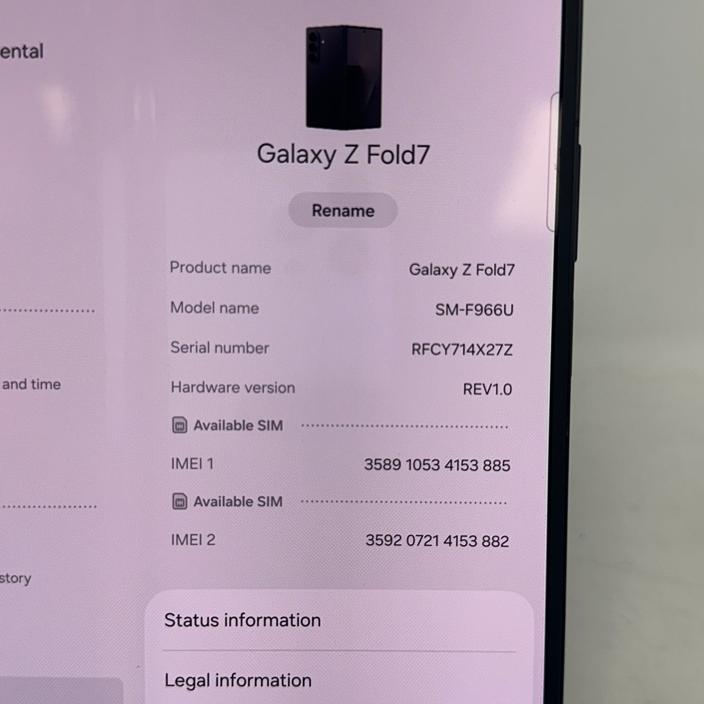Verizon Samsung Galaxy Fold7 12GB RAM 256GB SM-F966U Jetblack