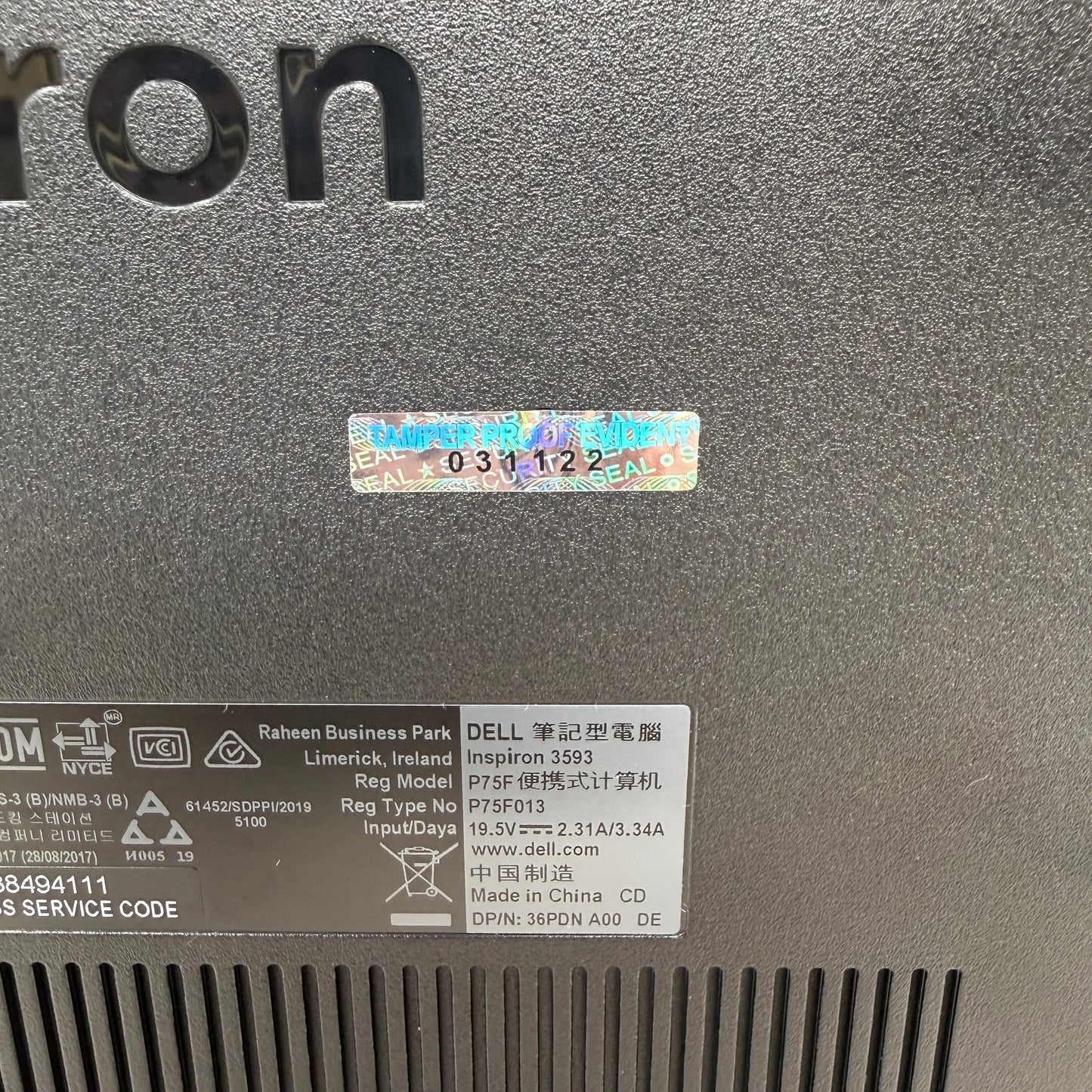 Dell Inspiron 3593 15.6" i3-1005G1 1.2GHz 8GB RAM 1TB SSD