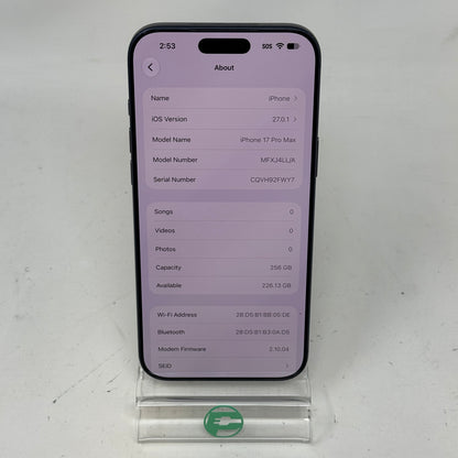  Apple iPhone 17 Pro Max 256GB Deep Blue MFXJ4LL/A