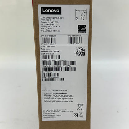 New Lenovo IdeaPad Slim 3 15Q8X10 15.3 Snapdragon X 8 Core 3.0GHz 16GB RAM 512GB SSD