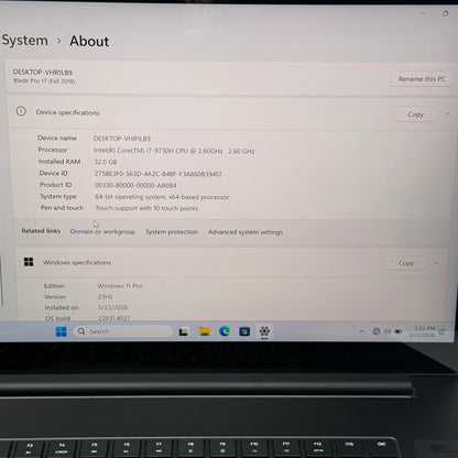 Razer Blade Pro 17 RZ09-0314 17.3" i7-9750H 2.6GHz 32GB RAM 1TB SSD GeForce RTX 