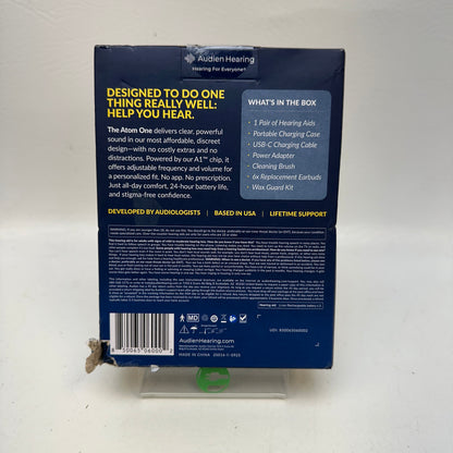 New Audien Atom One Hearing Aids AT1RB004 Rechargeable