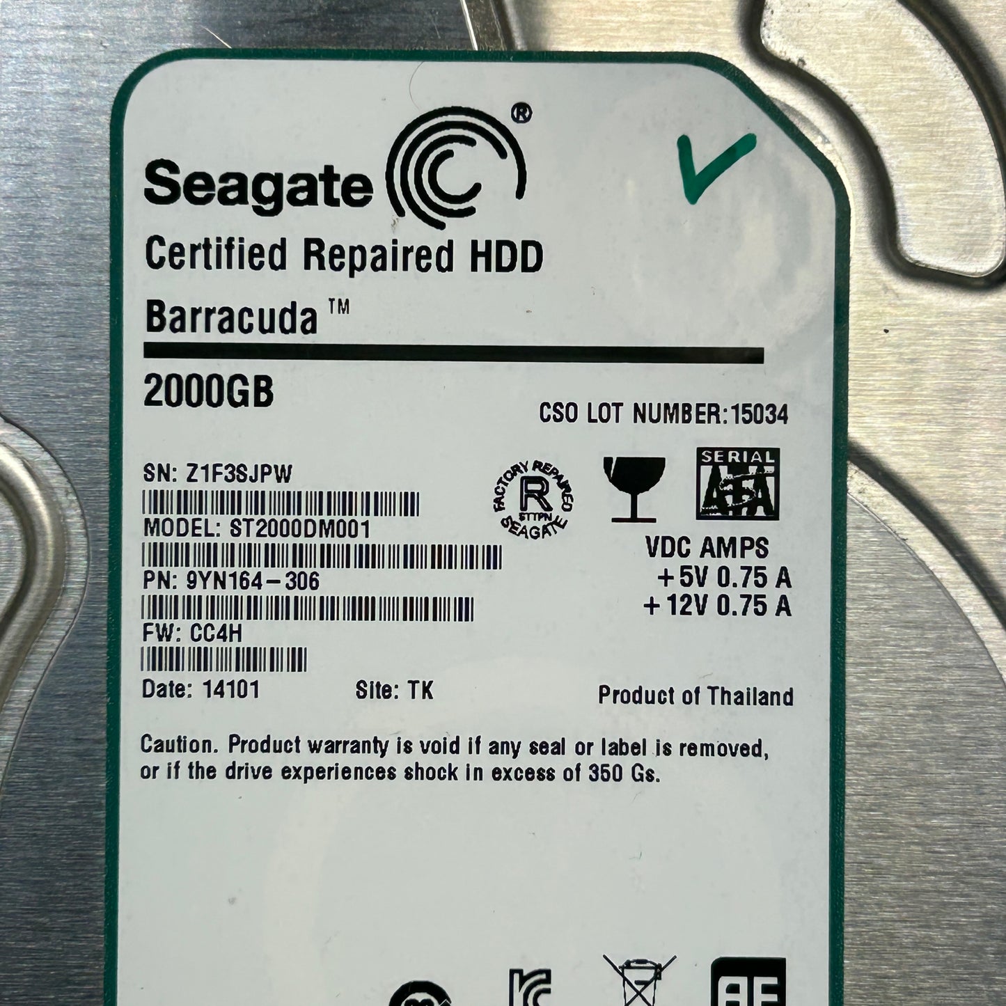 Seagate 3.5" Barracuda 2TB SATA III 6Gbps HDD ST2000DM001