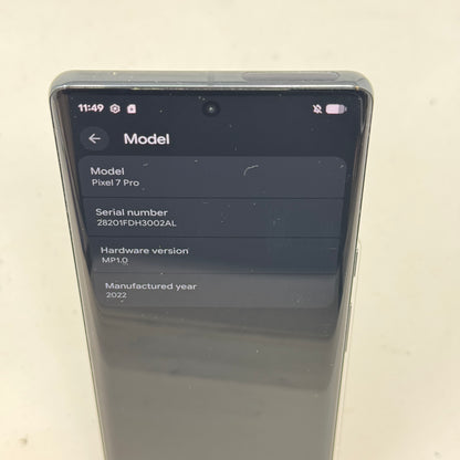 Factory Unlocked Google Pixel 7 Pro 128GB Stormy Black GE2AE