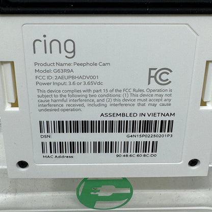 Ring Peephole Cam Smart Video Doorbell G63R9A