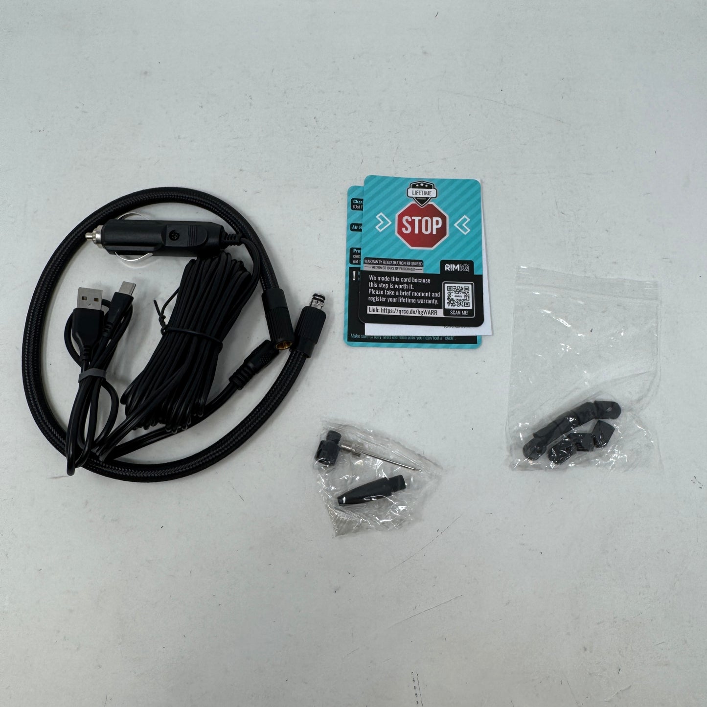 New RimIQ Inflatiq Portable Tire Inflator QwikFlow Air Compressor Dual Power