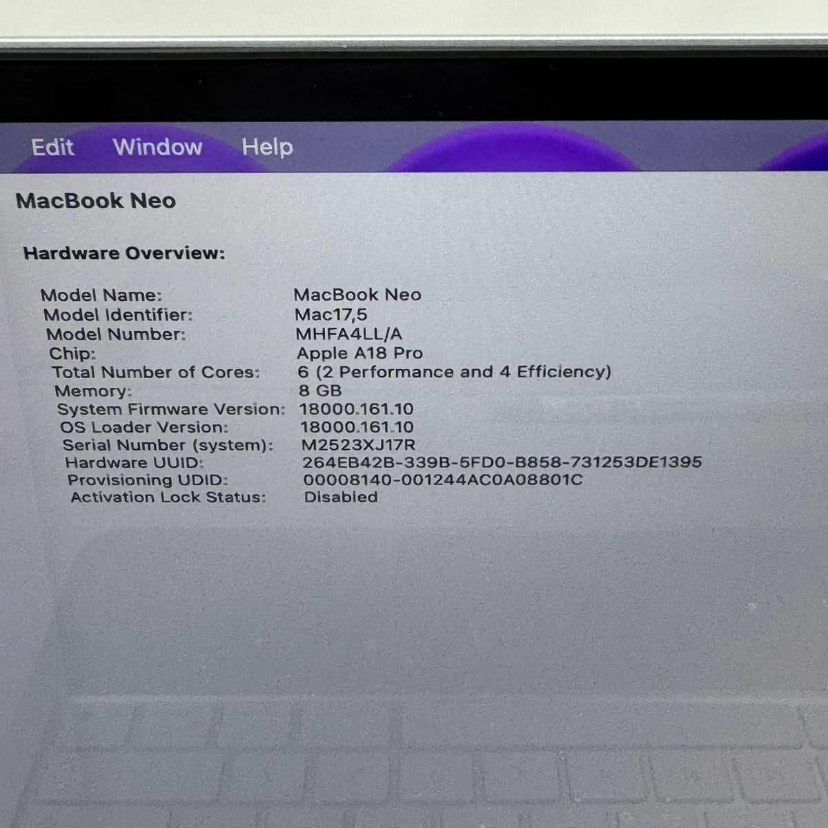 2026 Apple MacBook Neo 13" A18 Pro 5C GPU 4.0GHz 8GB RAM 256GB SSD MHFA4LL/A