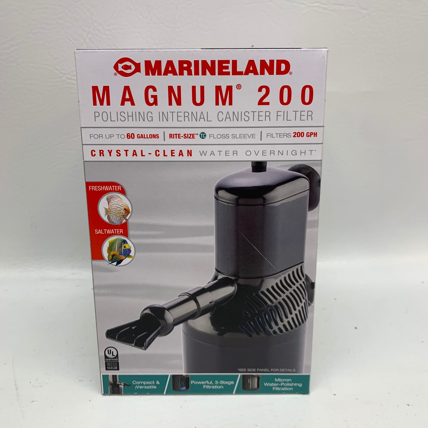 New Marineland Magnum 200 Polishing Internal Canister Filter 200 GPH P5142034