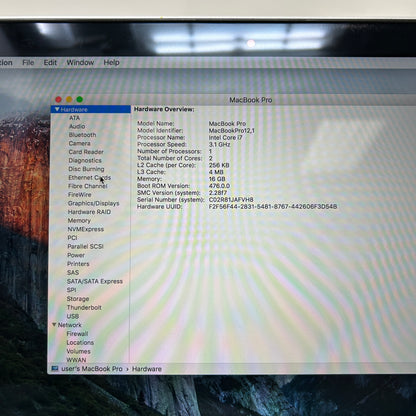 2013 Apple MacBook Pro 13.3" i7 3.1GHz 16GB RAM 1TB SSD Silver A1502
