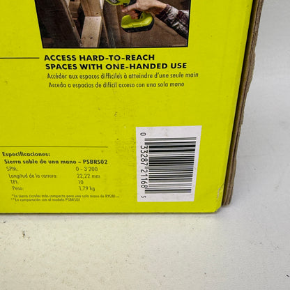 New Ryobi ONE+ HP 18V Compact  Brushless One-Handed Reciprocating Saw PSBRS02B