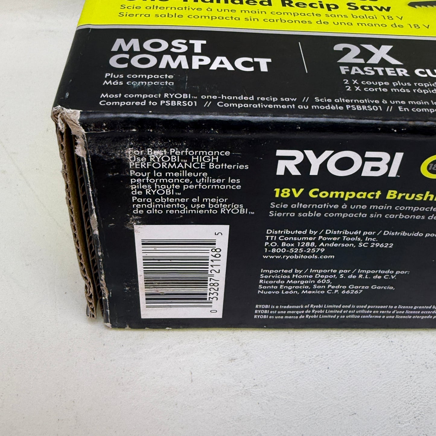 New Ryobi ONE+ HP 18V Compact  Brushless One-Handed Reciprocating Saw PSBRS02B