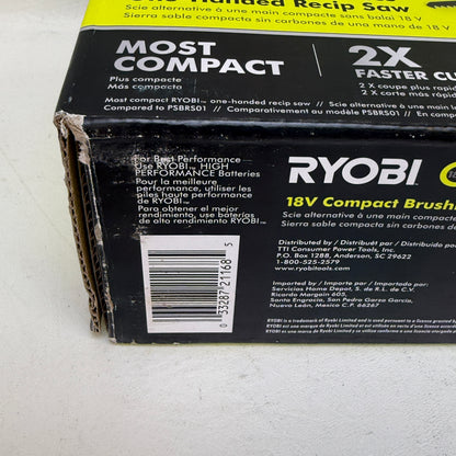 New Ryobi ONE+ HP 18V Compact  Brushless One-Handed Reciprocating Saw PSBRS02B