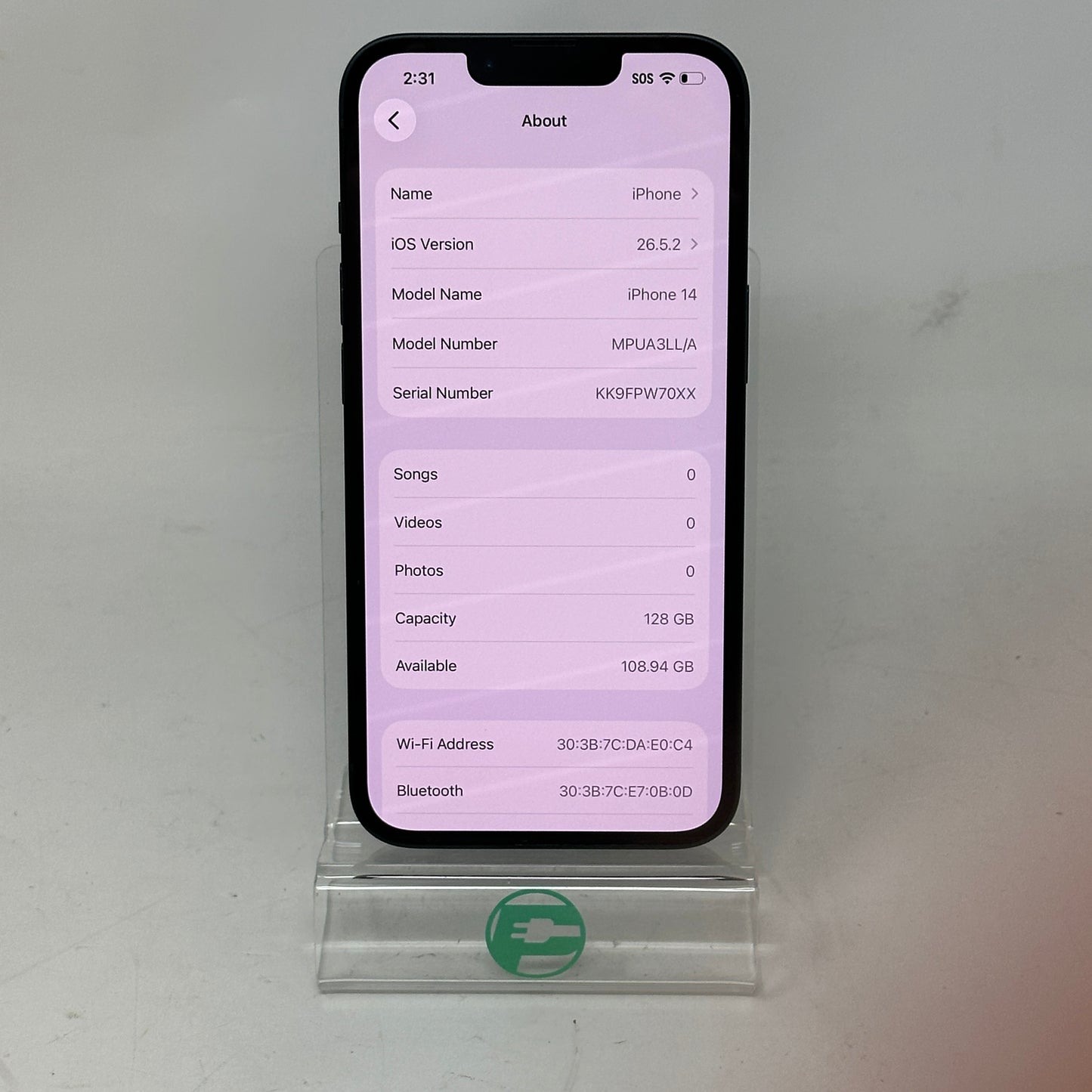 Factory Unlocked Apple iPhone 14 128GB Midnight MPUA3LL/A