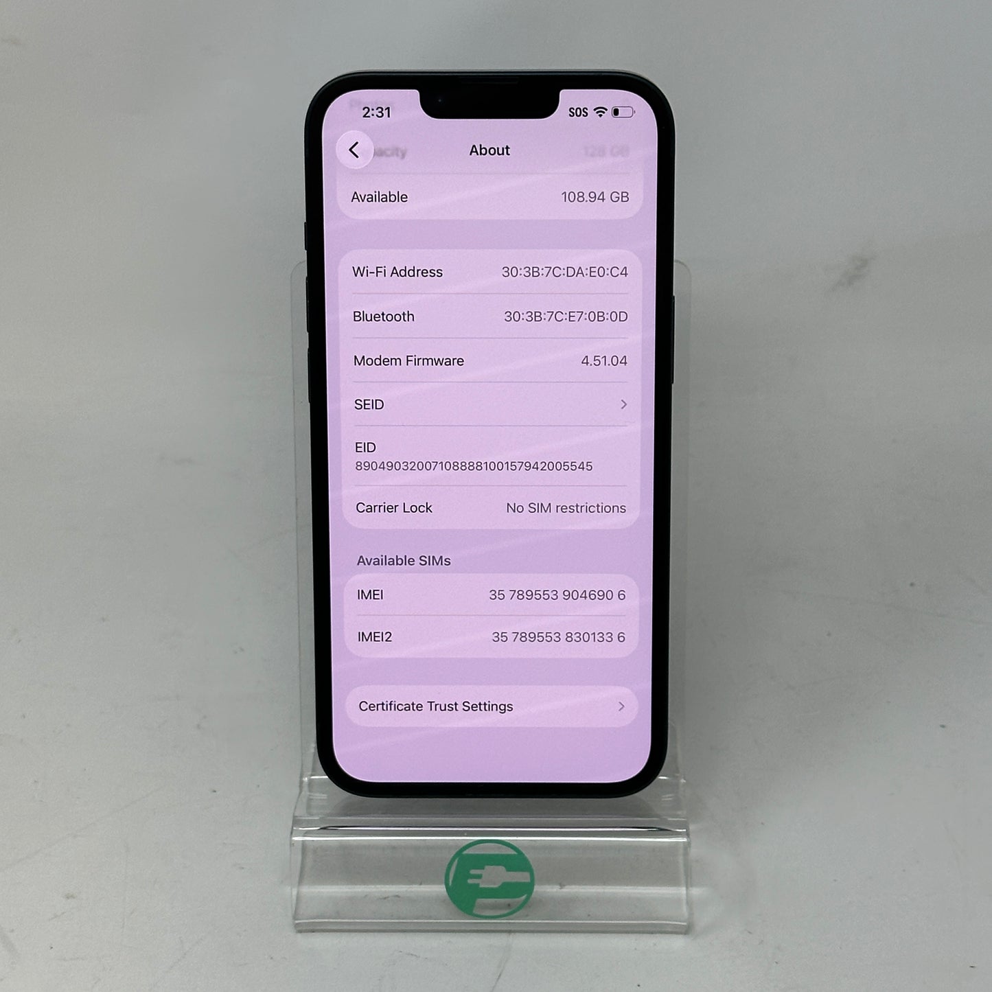 Factory Unlocked Apple iPhone 14 128GB Midnight MPUA3LL/A