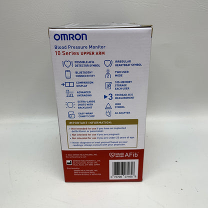 New Omron 10 Series Wireless Blood Pressure Monitor - BP7465 - AFib Detection