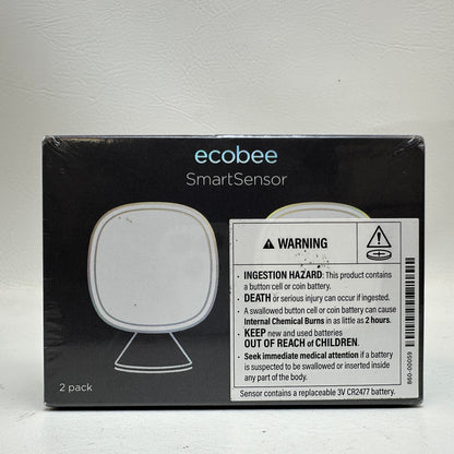 New Ecobee SmartSensor Room Temperature Sensors White Pack of 2 EB-RSHM2PK-01